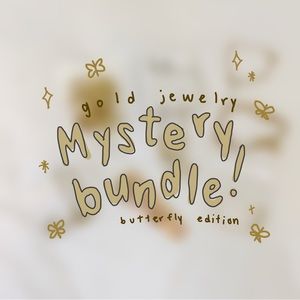 Gold jewelry butterfly mystery box bundle necklaces, earrings, bracelets, rings